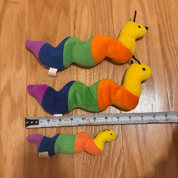 Set of 3 - TY Beanie & Teenie Babies- Inch The Worm - Picture 1 of 2